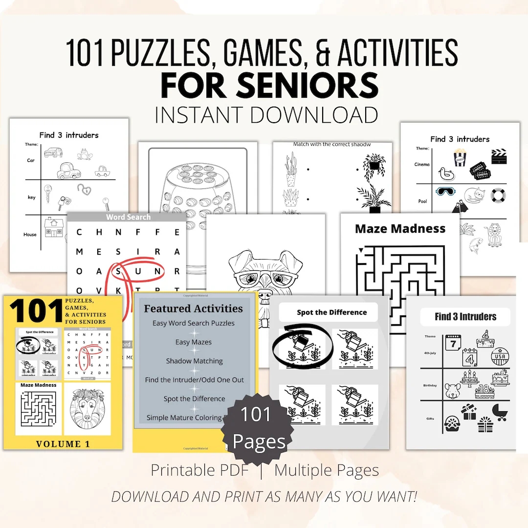Crossword Puzzles Activity Shops For Seniors
