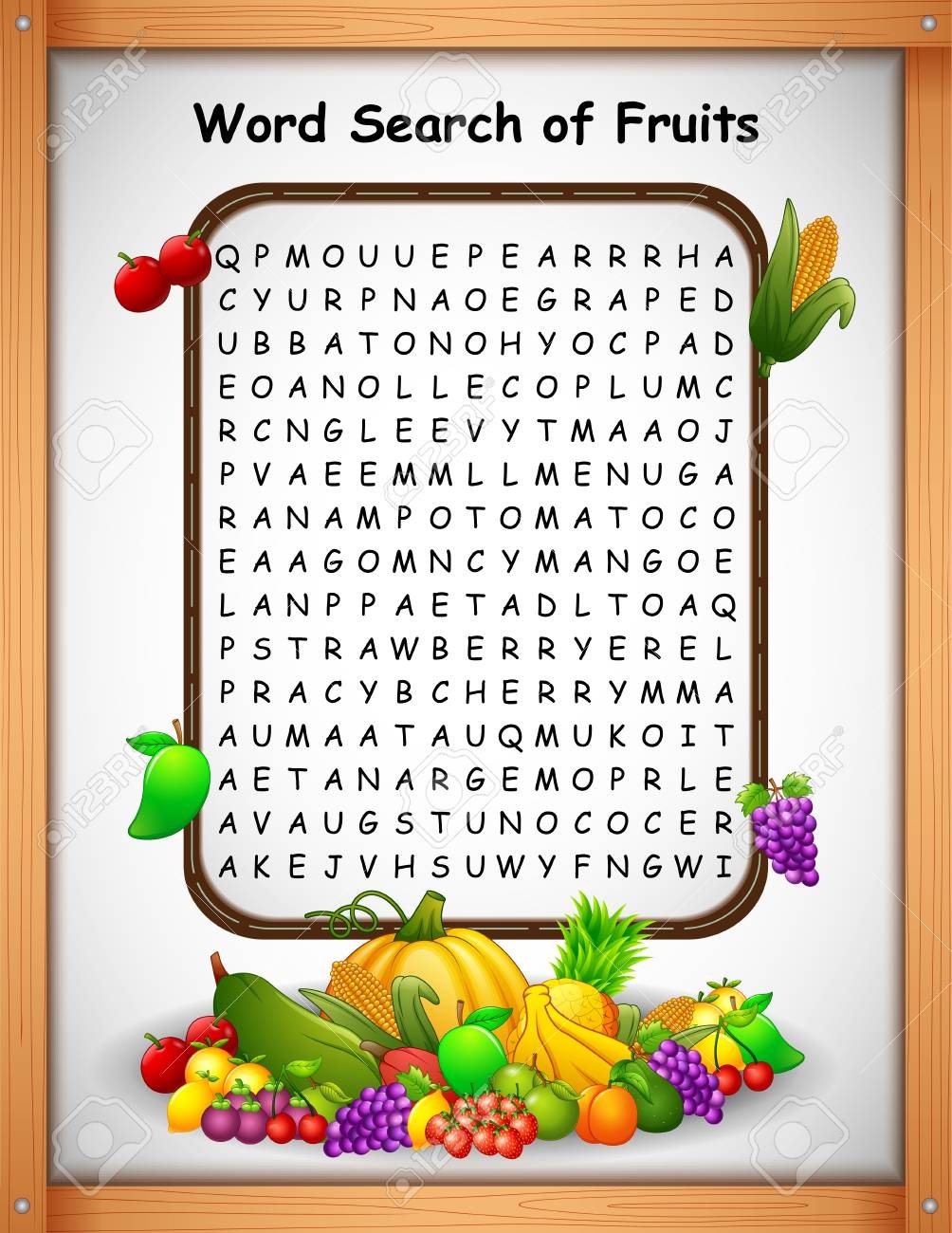 Crossword Puzzles Word Find Fruit For Kids Games Royalty Free SVG Cliparts Vectors And Stock Illustration Image 106881099 