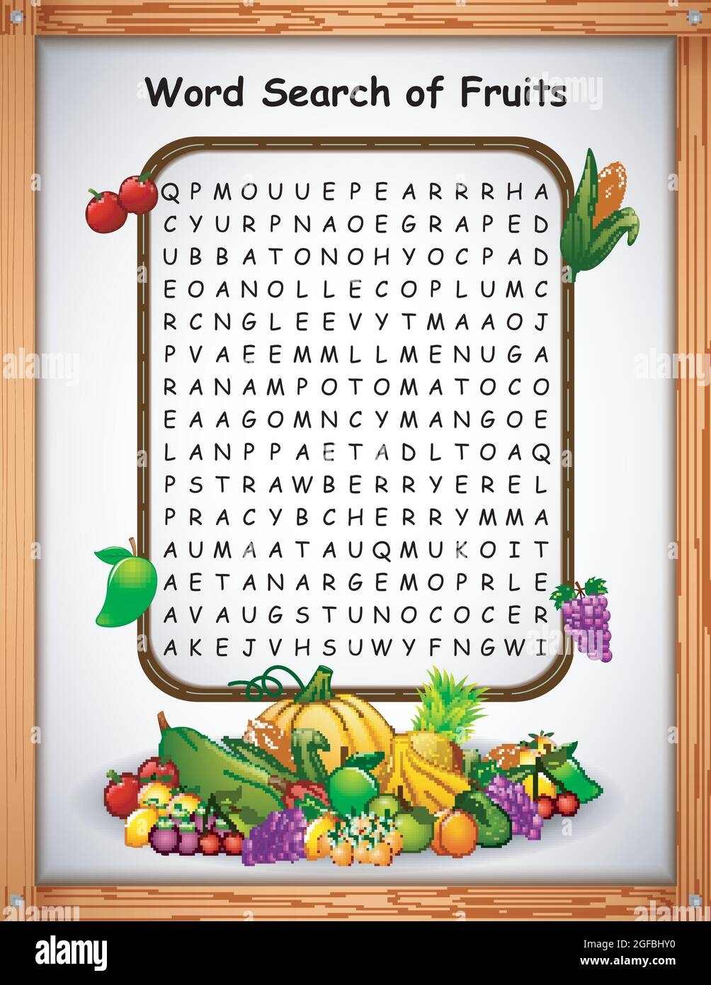 Crossword Puzzles Word Find Fruit For Kids Games Stock Vector Image Art Alamy