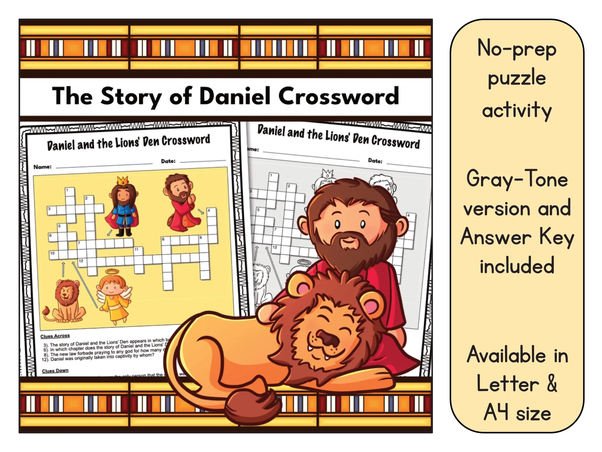 Daniel And The Lions Den Crossword Puzzle