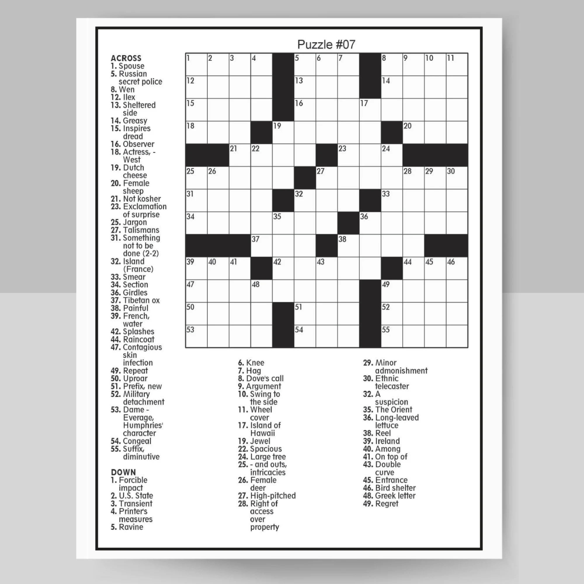 digital download 100 printable crossword puzzles for adults fun activities book for seniors with solutions 8 5x11 inches crossword pdf etsy