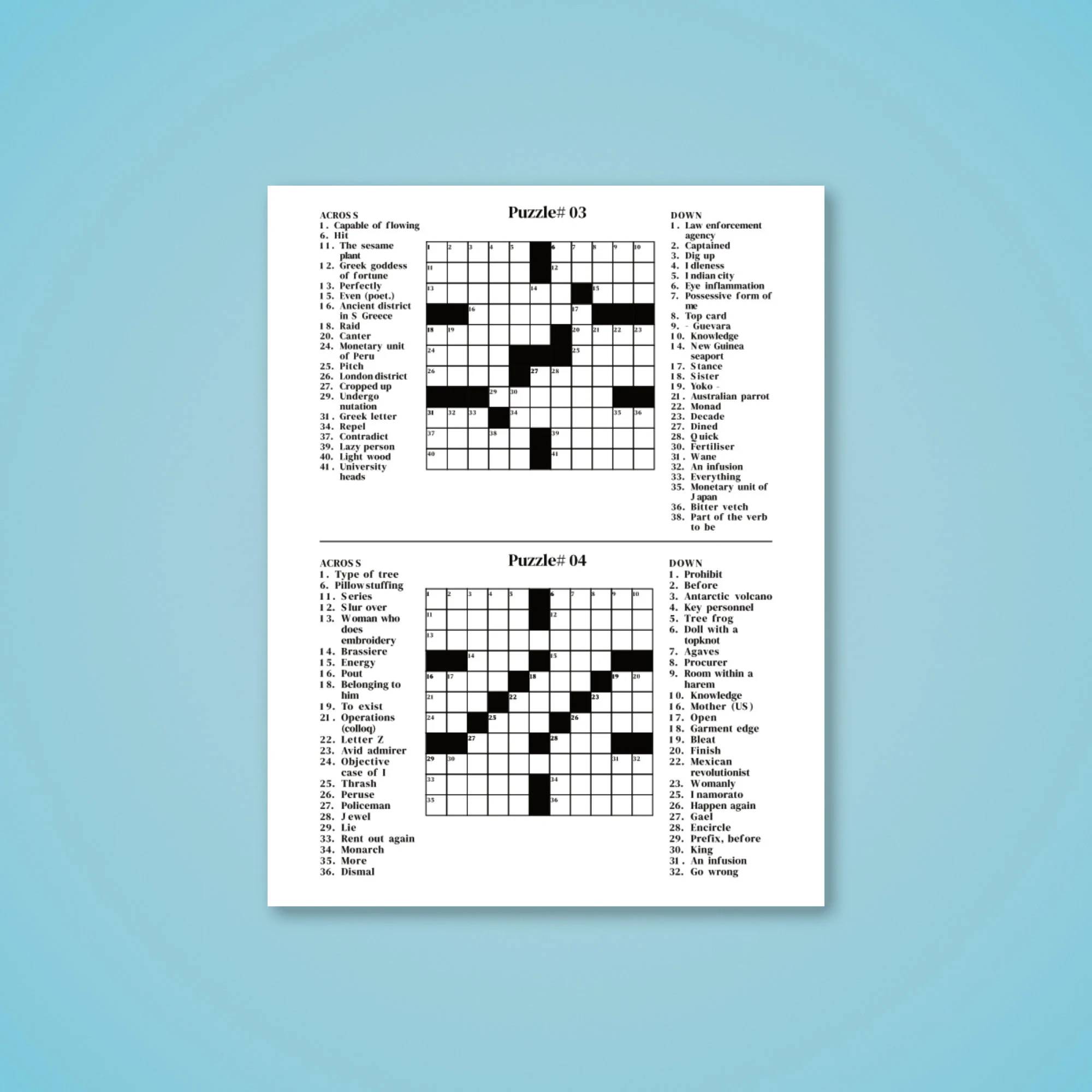 Printable Free Crossword Puzzles For Seniors