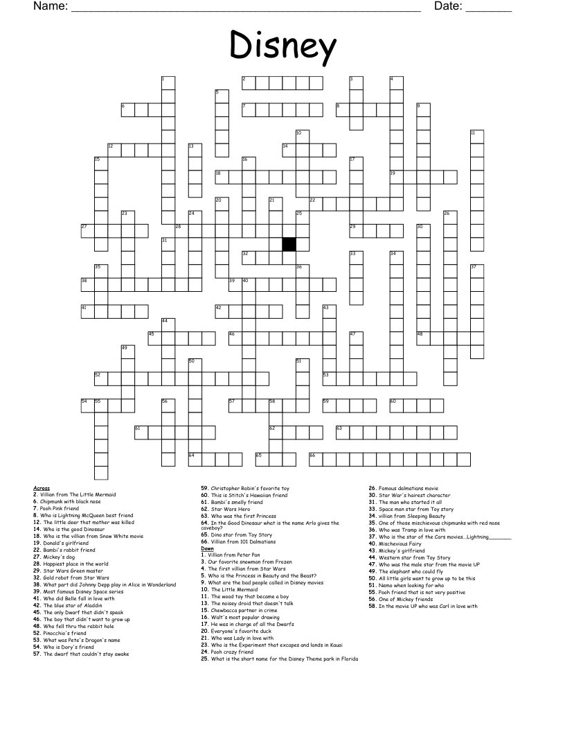 disney crossword wordmint
