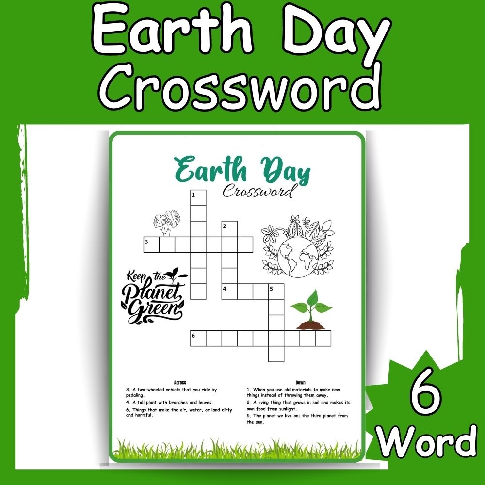 earth day crossword puzzle free educational activity for april 22nd made by teachers