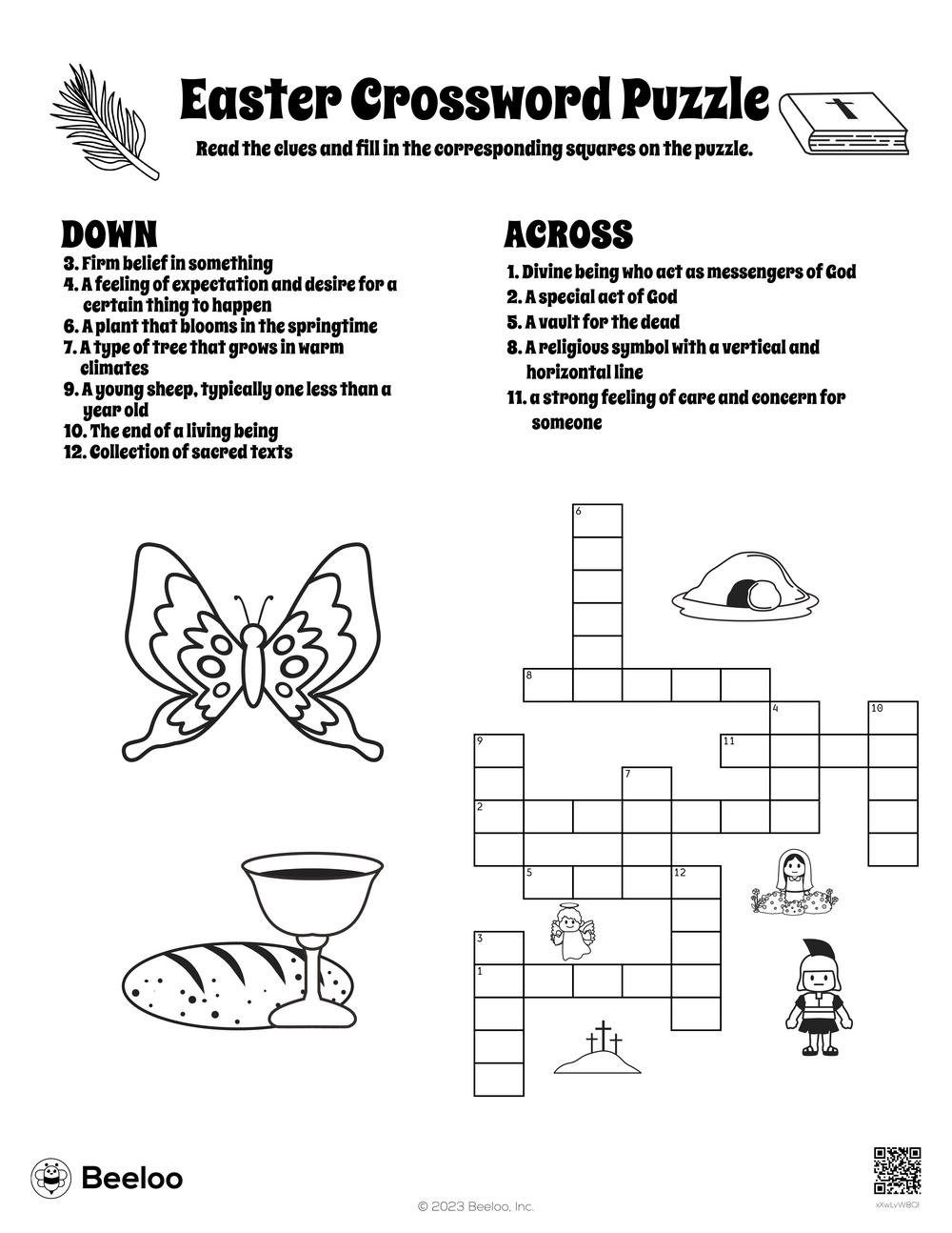 Easter Crossword Puzzle Beeloo Printable Crafts And Activities For Kids