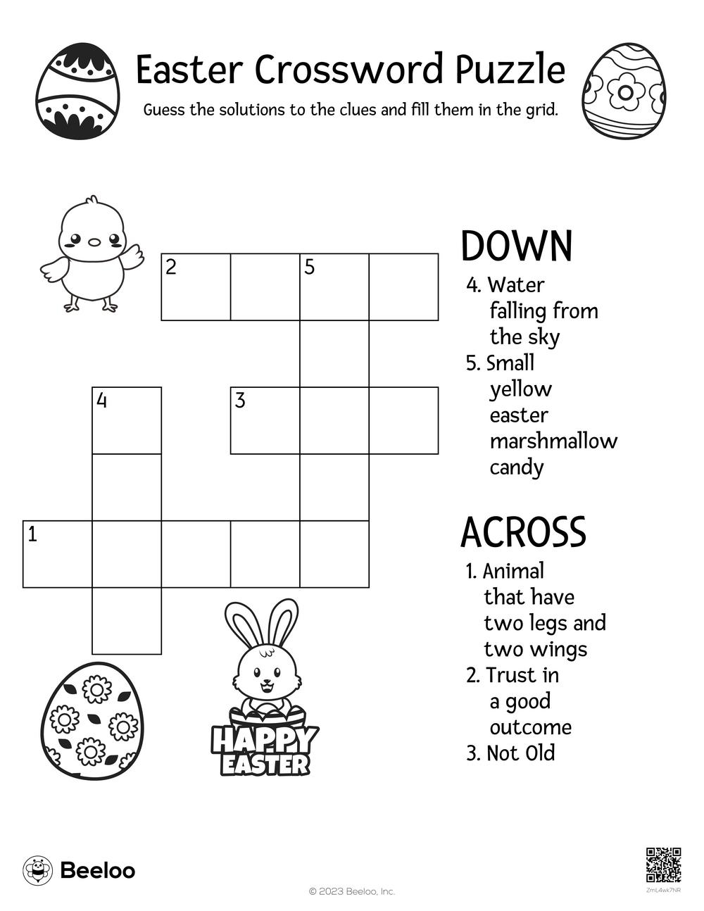 Easter Crossword Puzzle Beeloo Printable Crafts And Activities For Kids