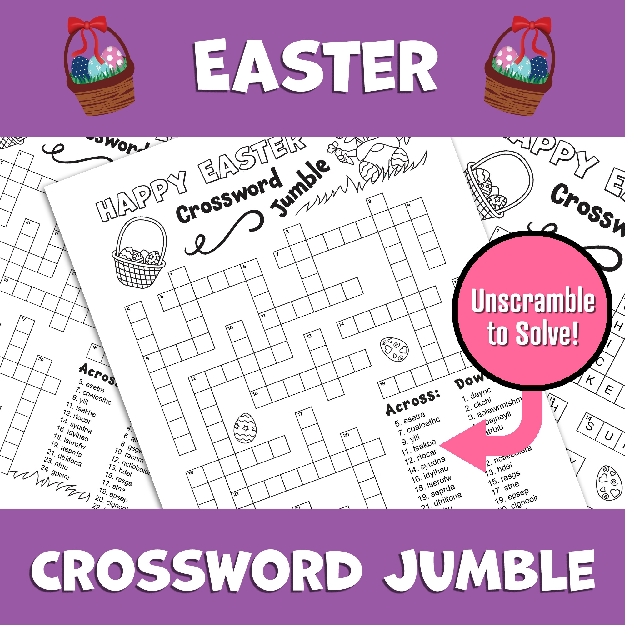 Easter Crossword Puzzles For Kids Printable