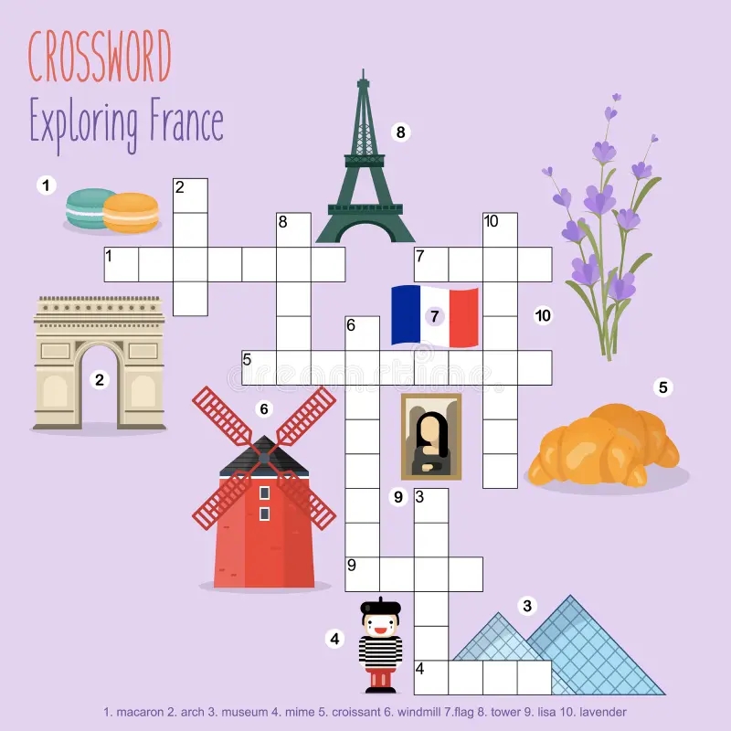 Easy Crossword Puzzle Journey To France Stock Vector Illustration Of Game Easy 166994921