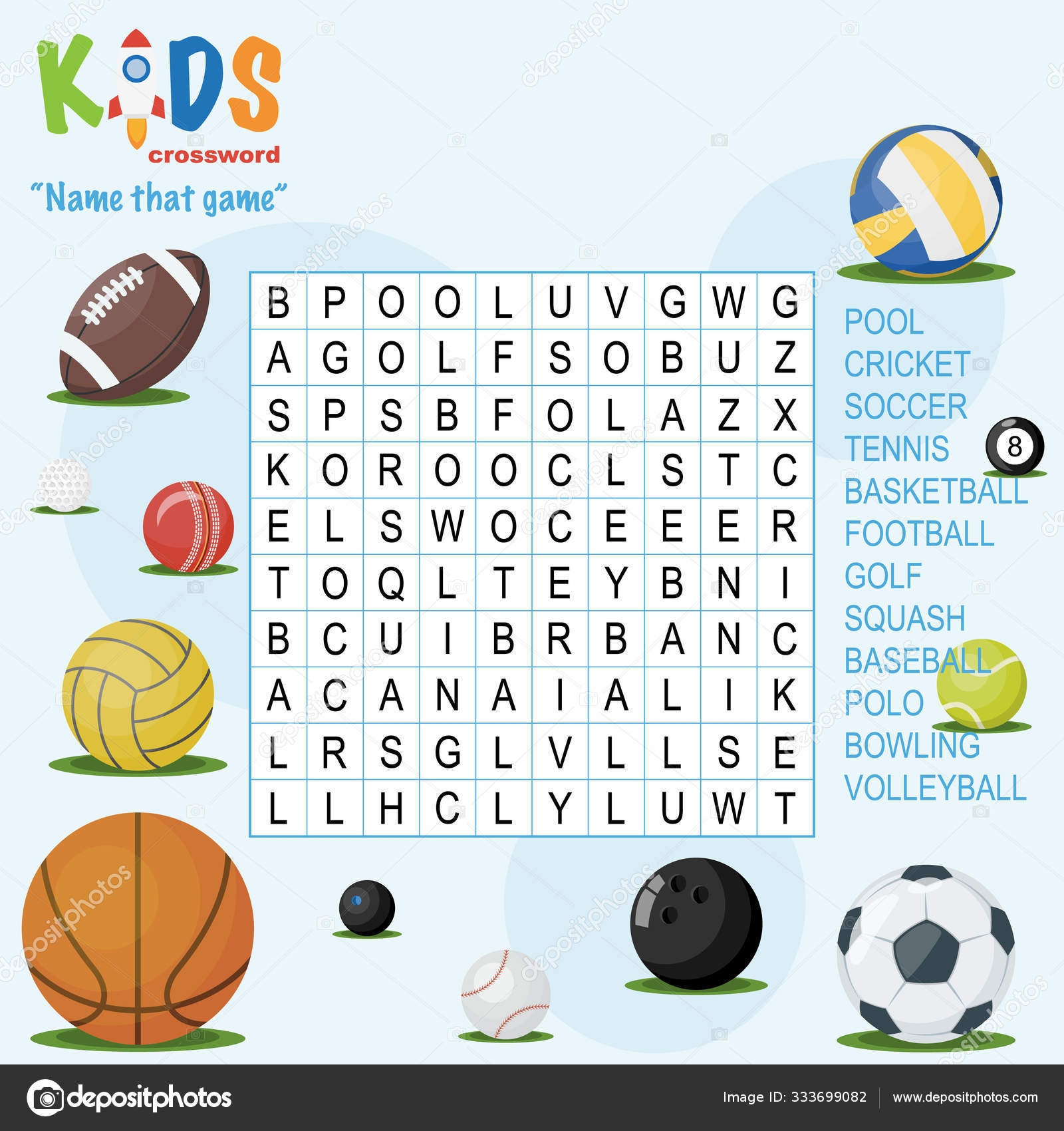 Easy Crossword Puzzle Name Game Children Elementary Middle School Fun Stock Vector By yekaterinalim 333699082