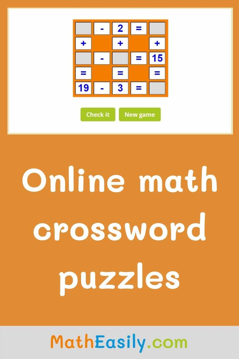 Math Crossword Puzzles For Adults Online