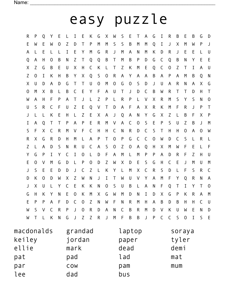 Easy Puzzle Word Search WordMint