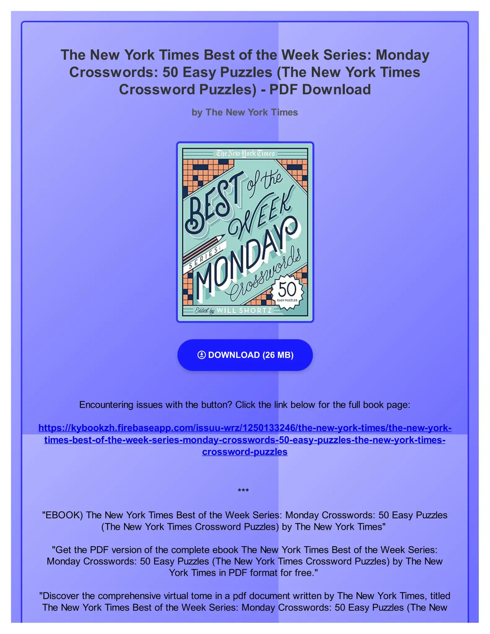 ebook the new york times best of the week series monday crosswords 50 easy puzzles the new york by arvillavolkmannp issuu