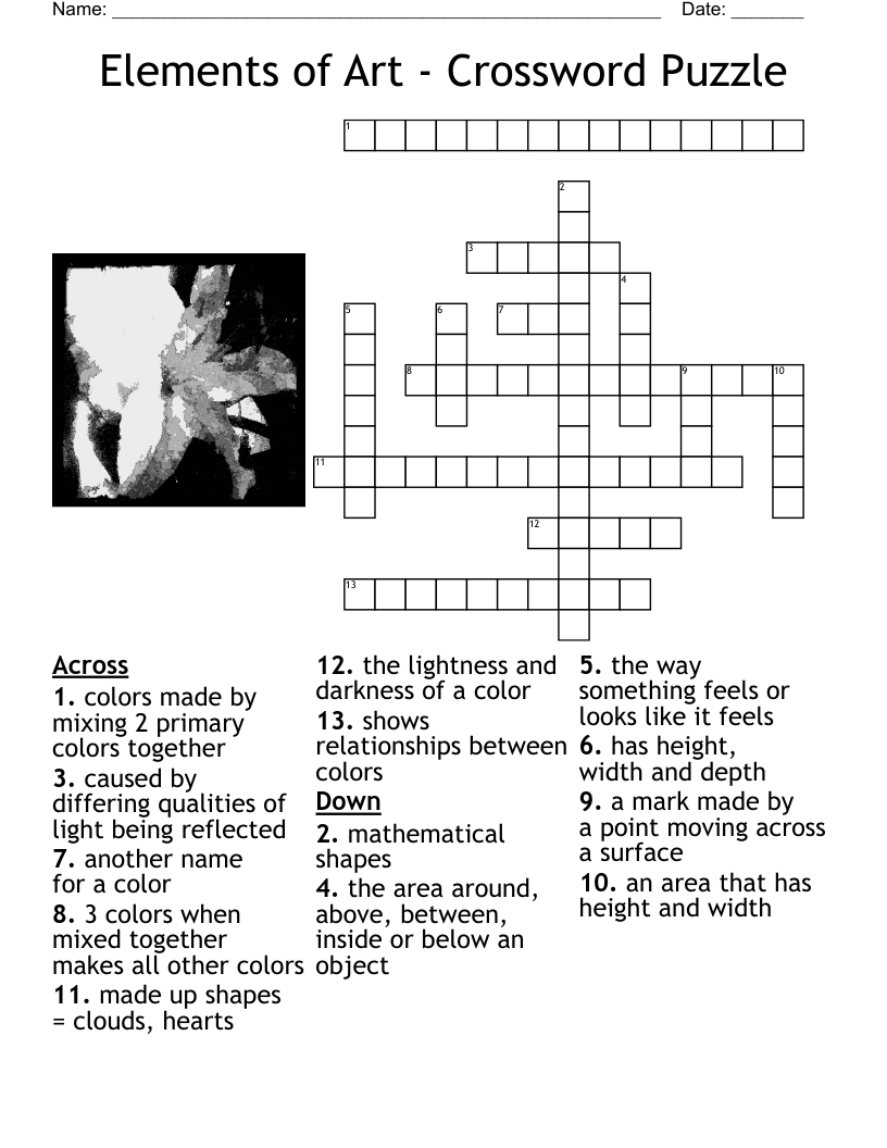 Elements Of Art Crossword Puzzle WordMint