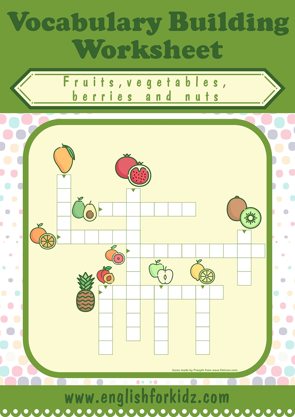 English For Kids Step By Step Fruits And Vegetables Crossword Puzzles