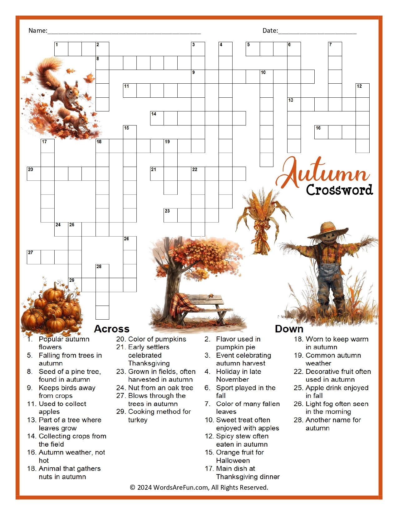 fall crosswords