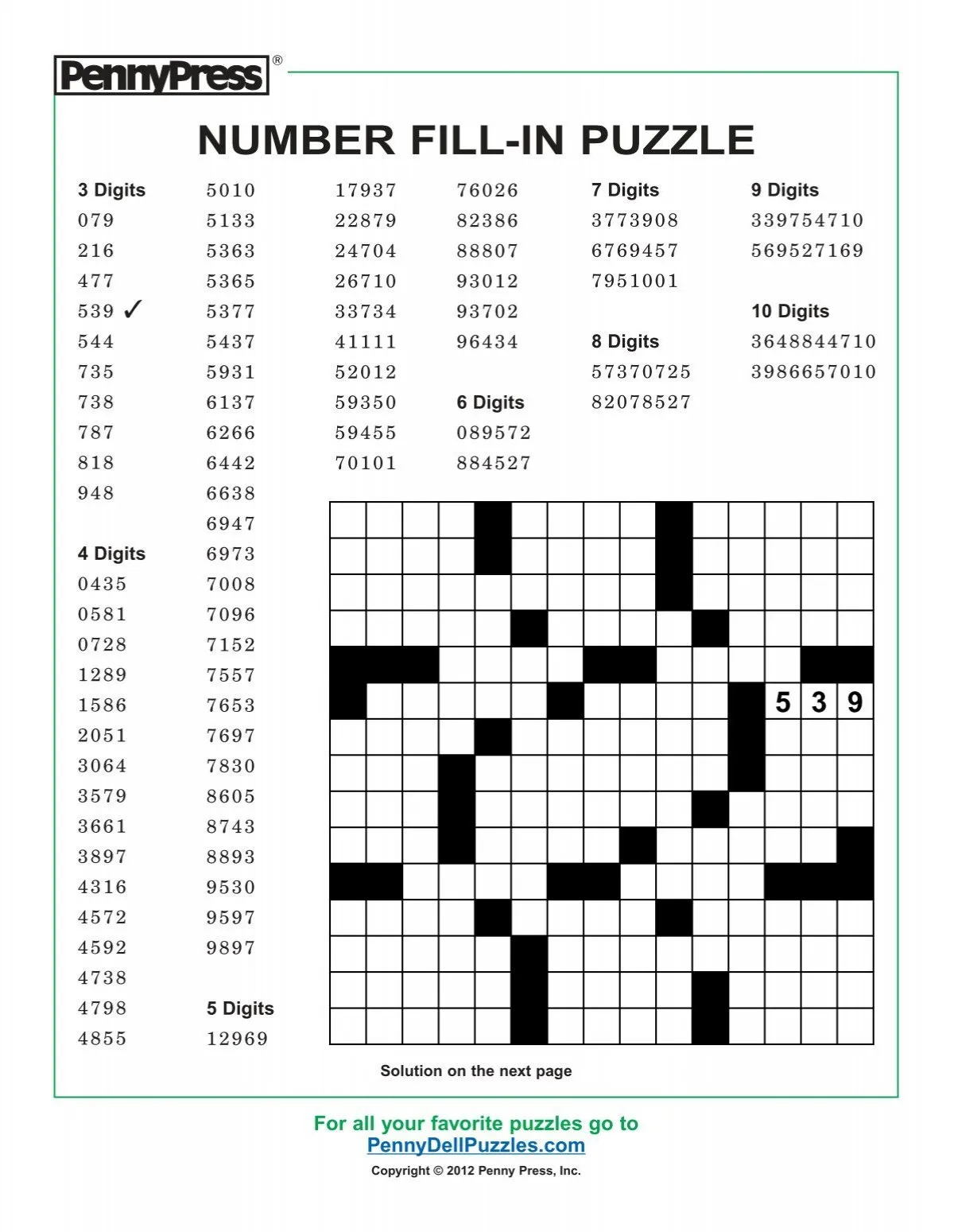 Crossword Fill In Puzzles Printable