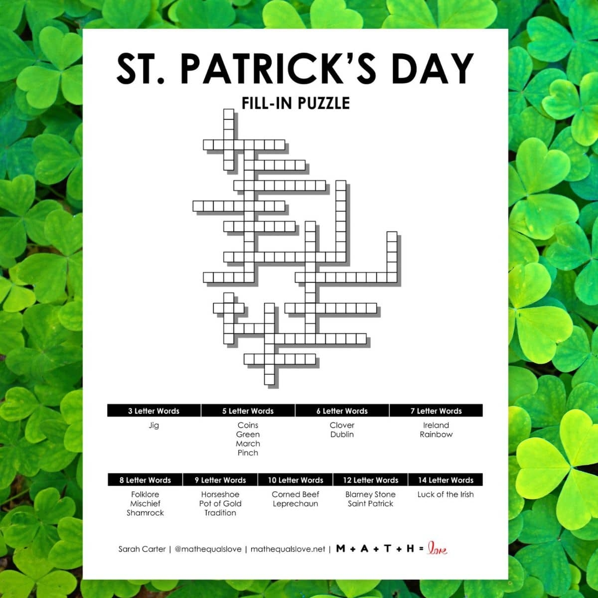 fill in puzzles math love