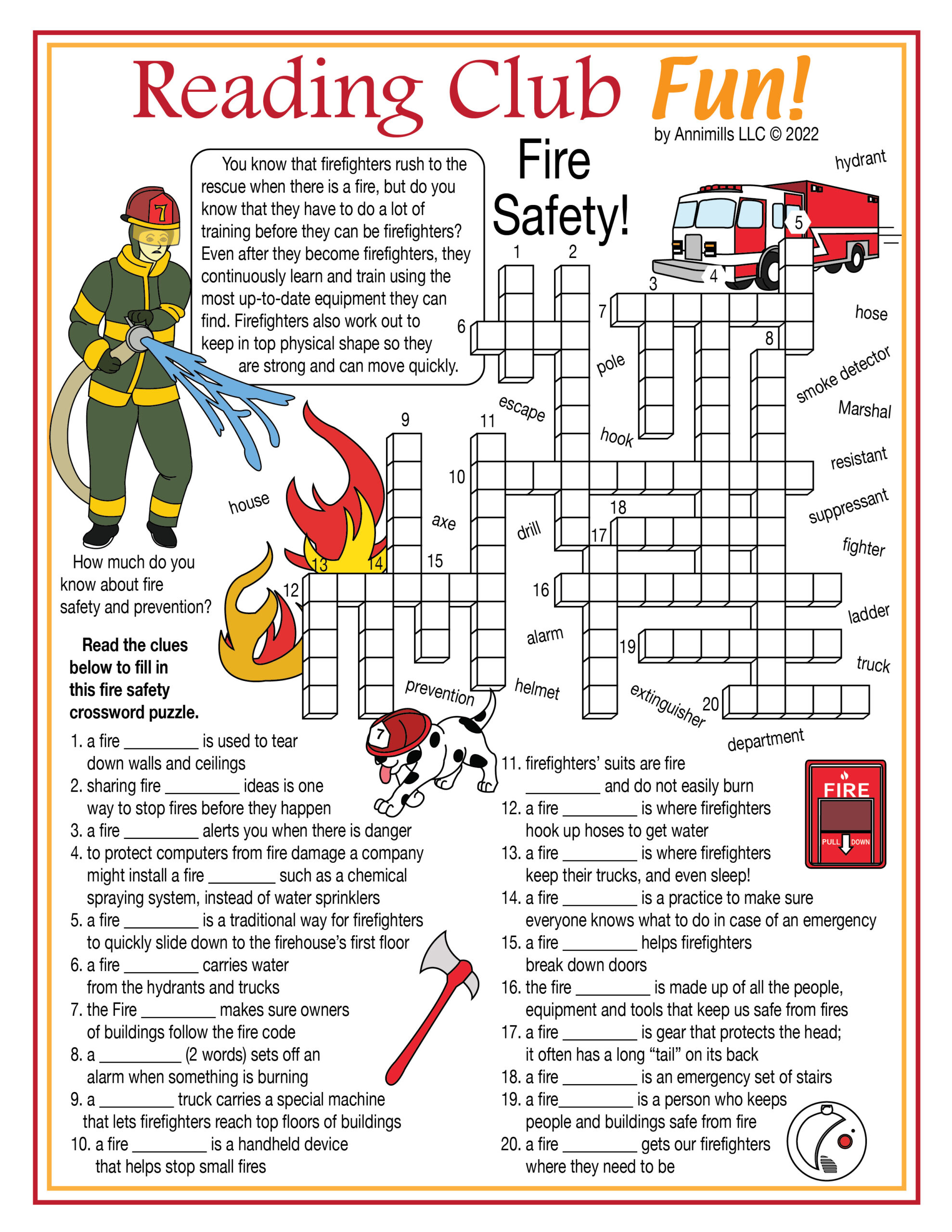 fire safety printable crossword puzzle made by teachers