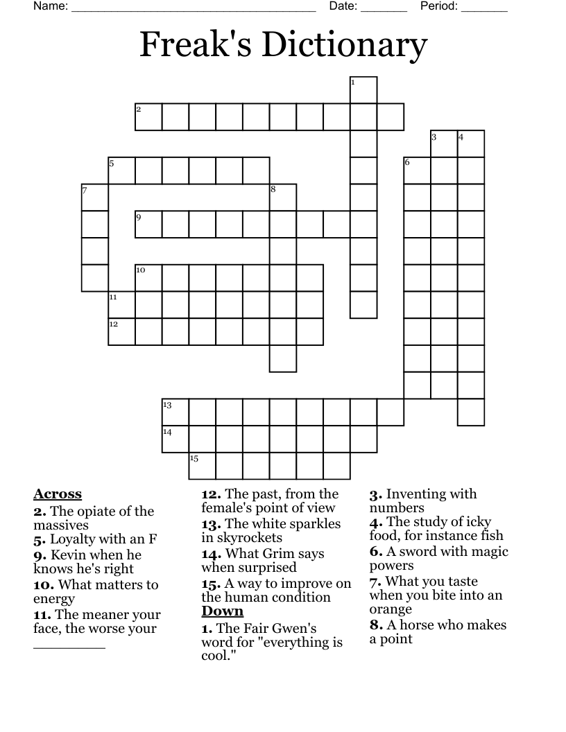 Freak s Dictionary Crossword WordMint