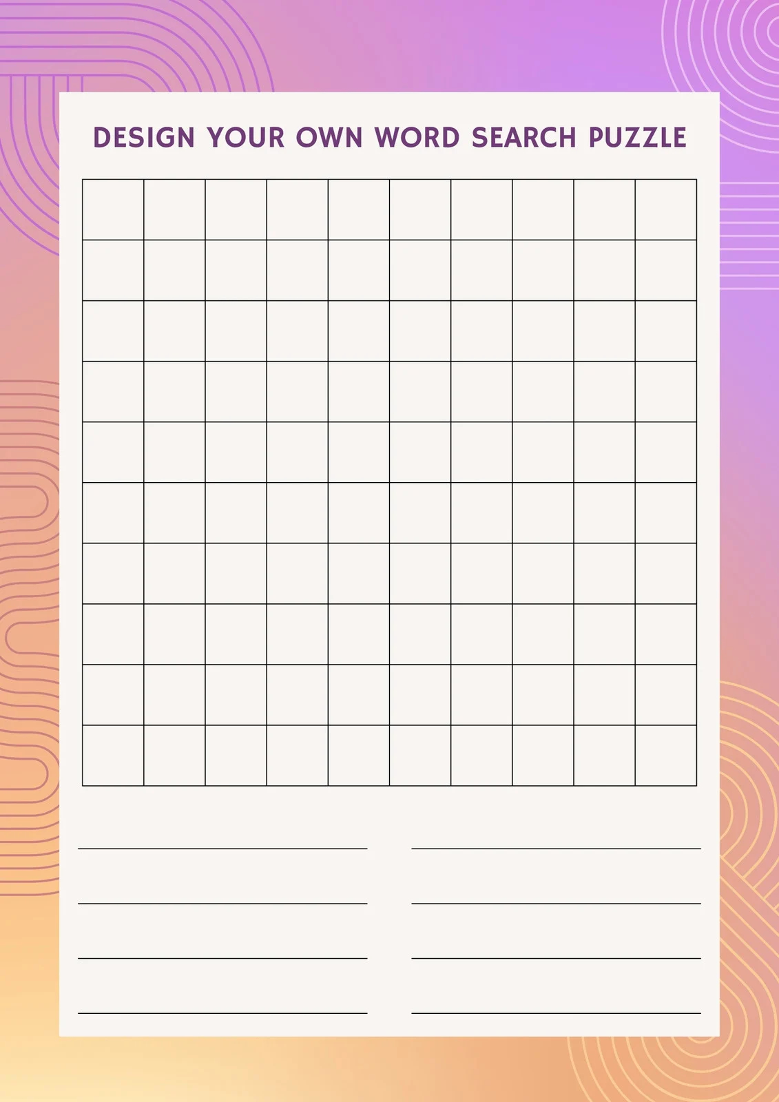 free and customizable crossword puzzle templates canva