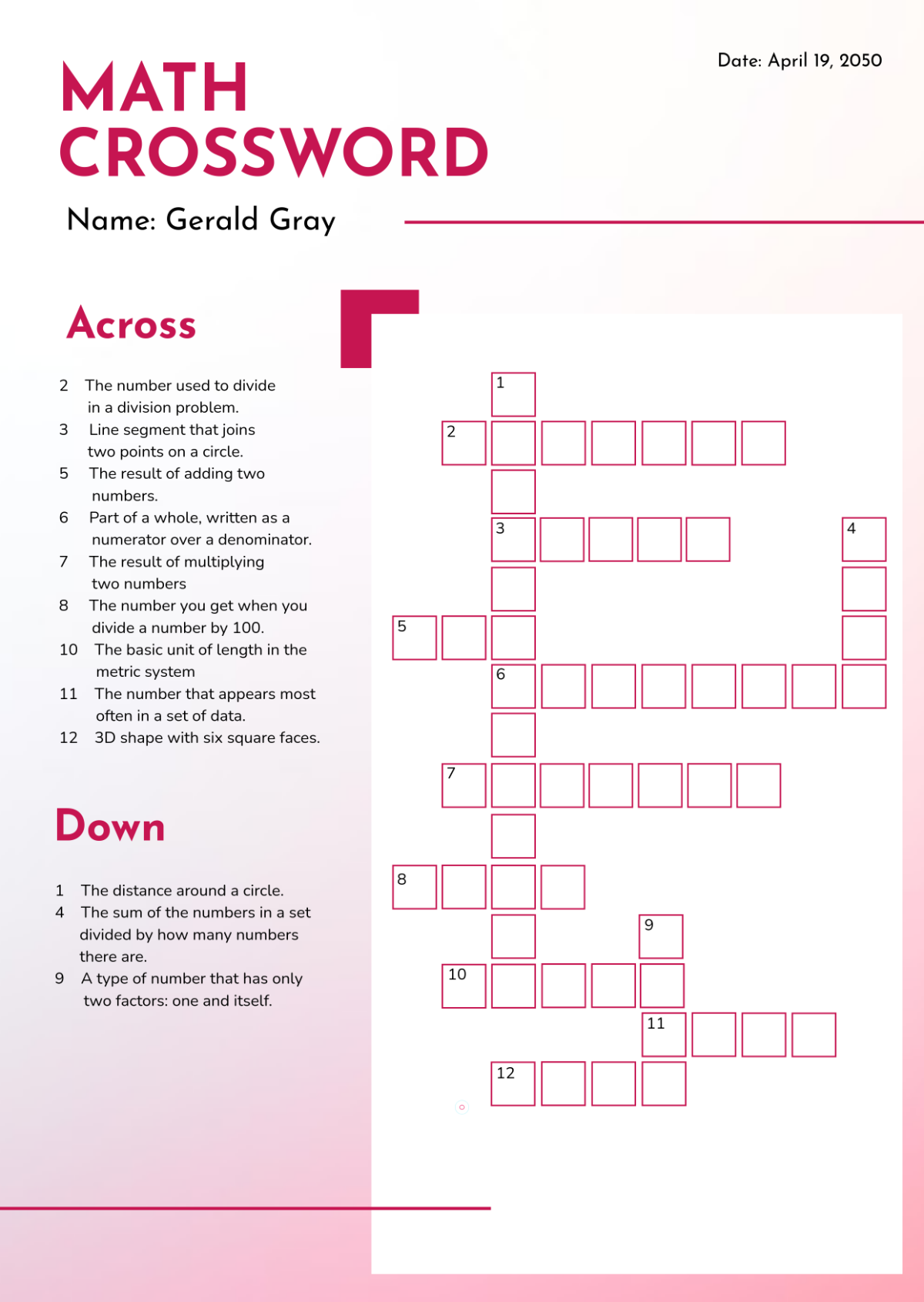 Free Crossword And Mini Crossword To Edit Online