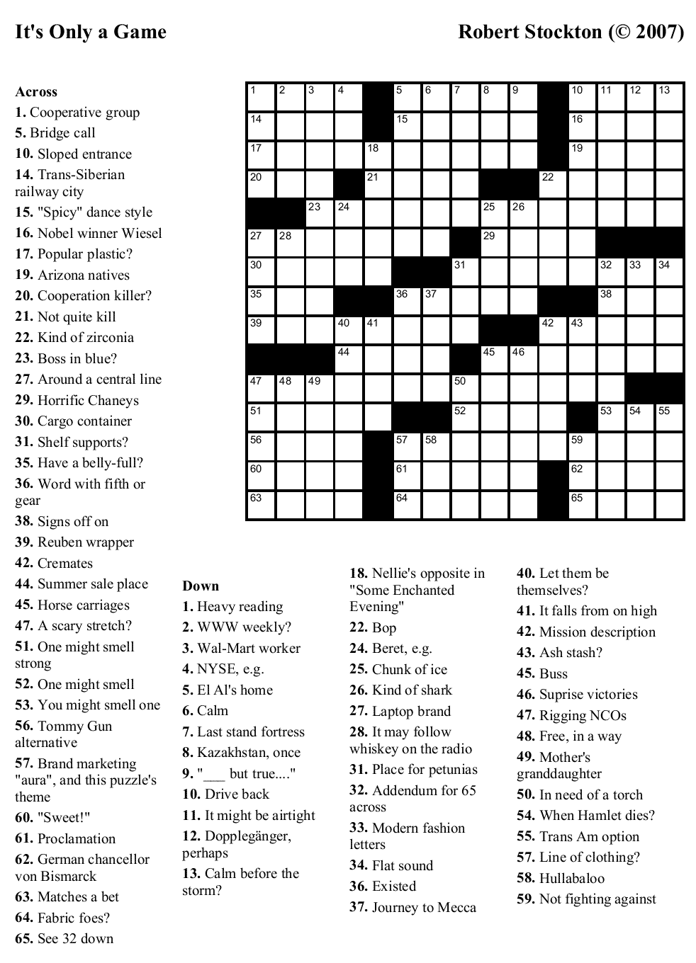 Free Crossword Puzzle 12 It s Only A Game Beekeeper Crosswords