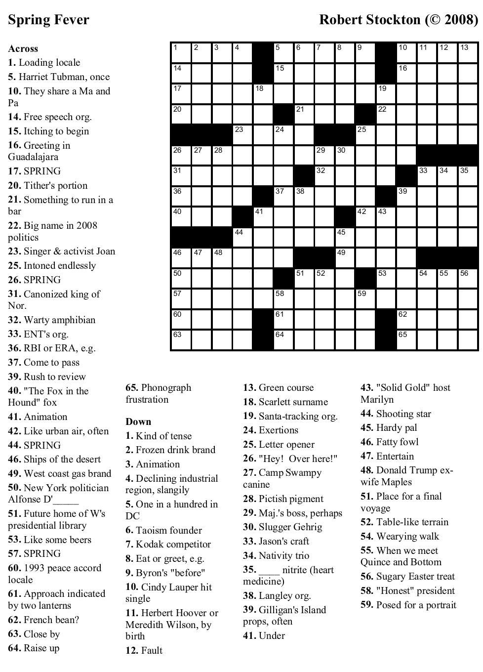 free crossword puzzle 38