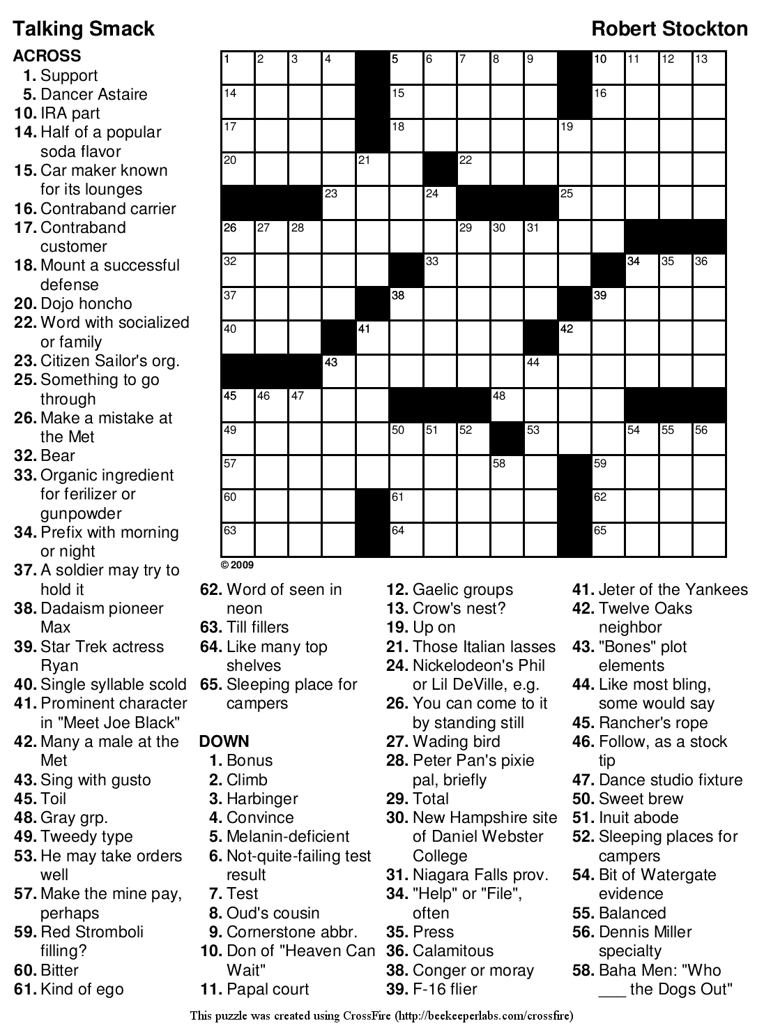 Free Printable Crossword 132 Talking Smack Beekeeper Crosswords