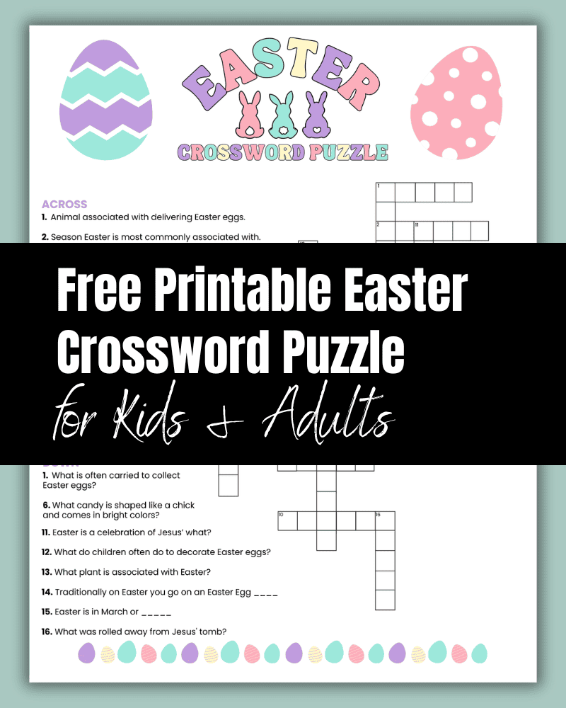 free printable easter crossword puzzle for kids adults the clever heart