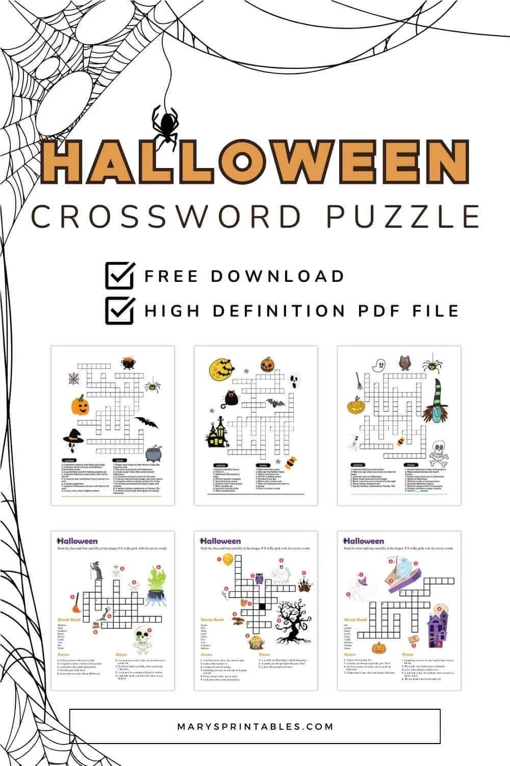 Free Printable Halloween Crossword Puzzles For Kids Adults