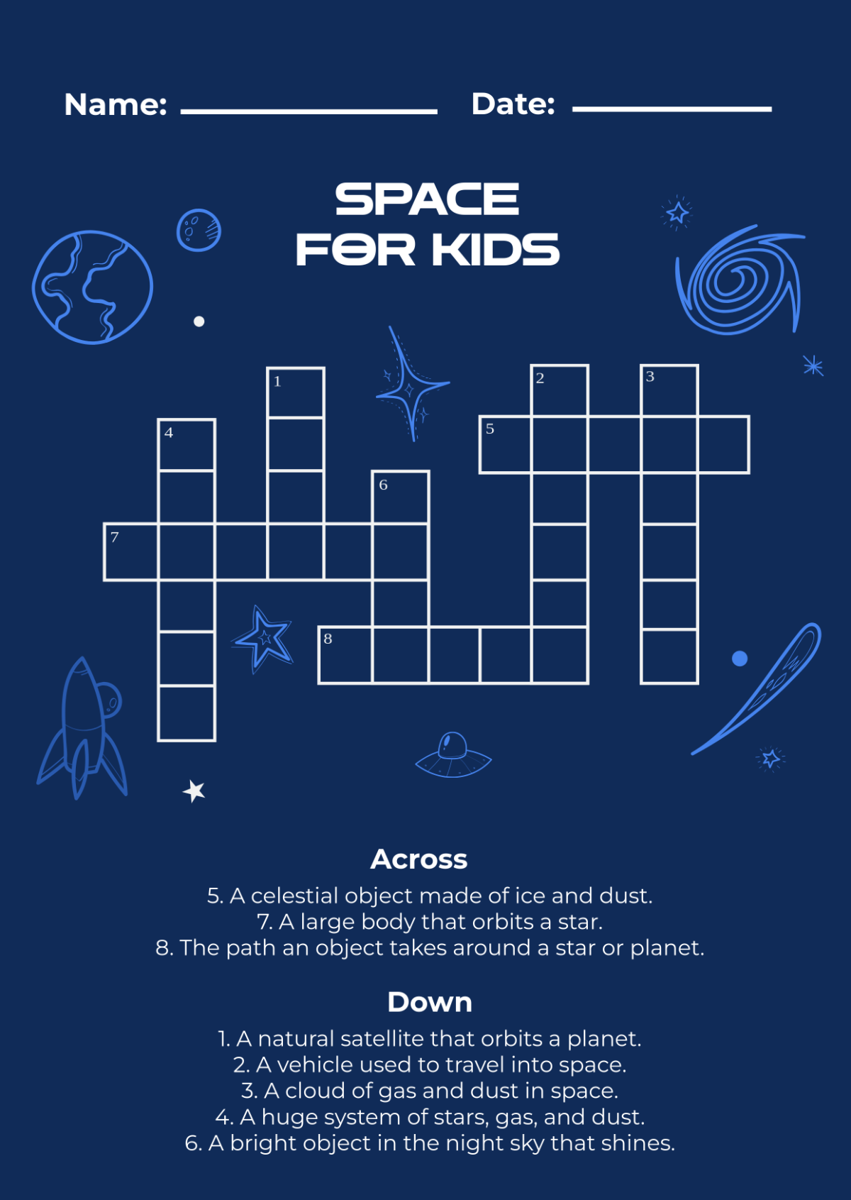 free printable mini crossword for kids template to edit online