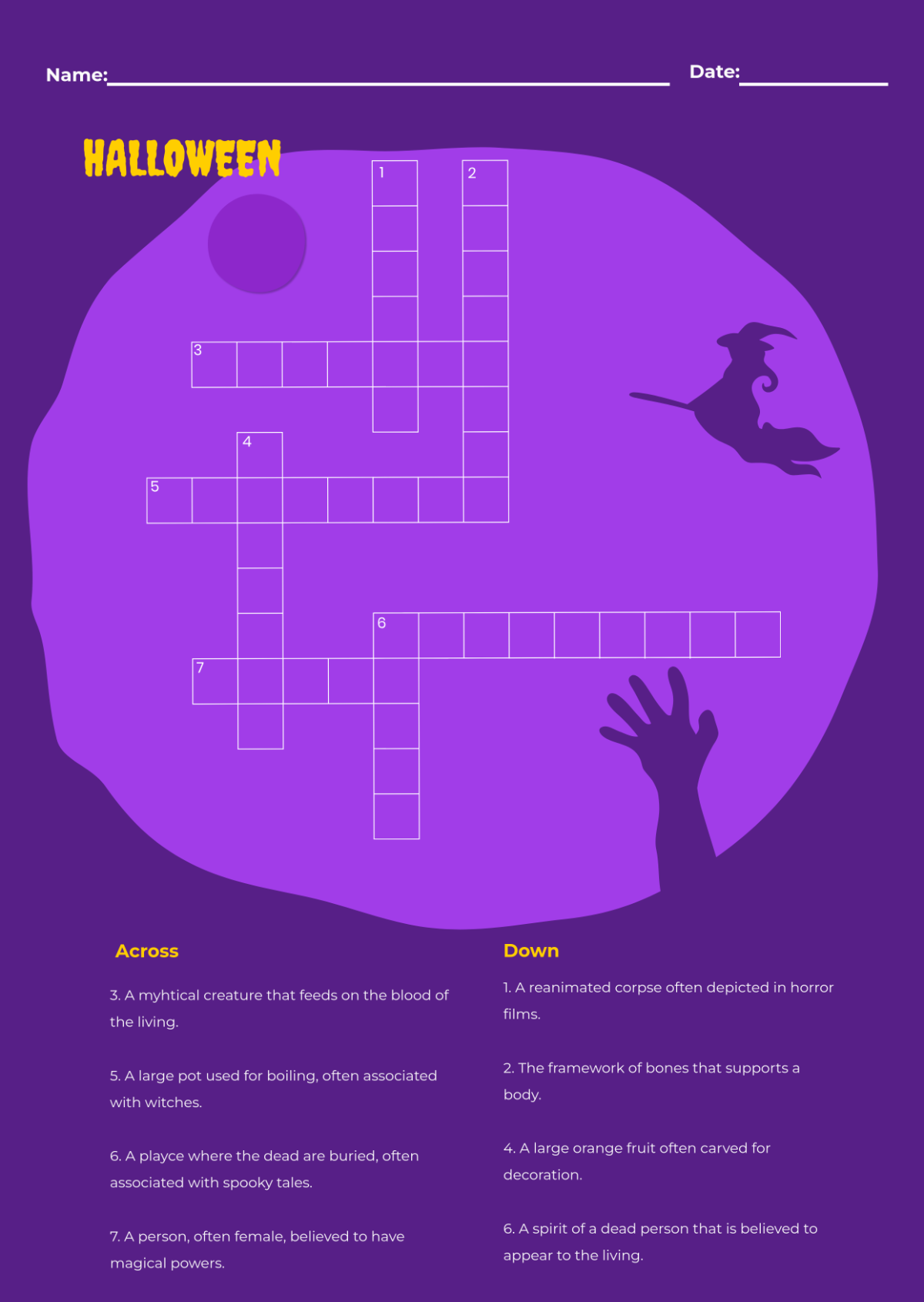 Free Printable Mini Crossword Puzzle Template To Edit Online