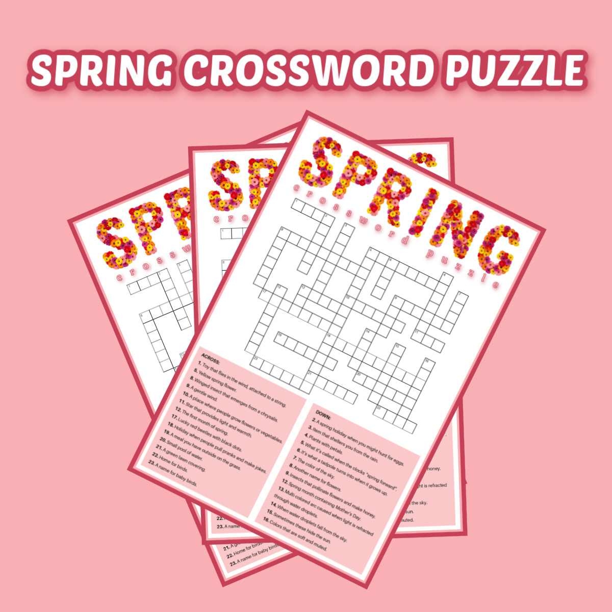 free spring crossword puzzle printable answer key included