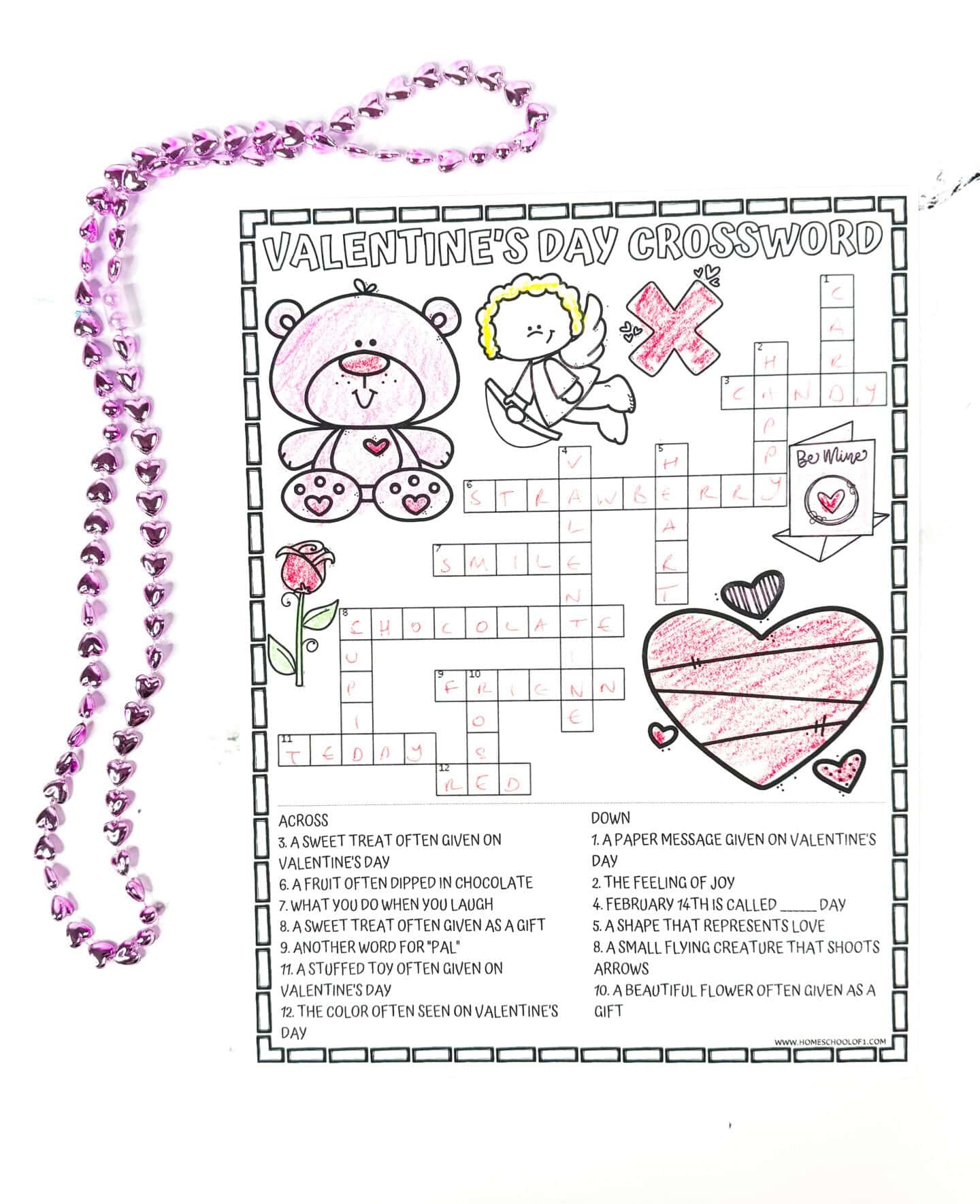 Free Valentine s Day Crossword Puzzle Printable