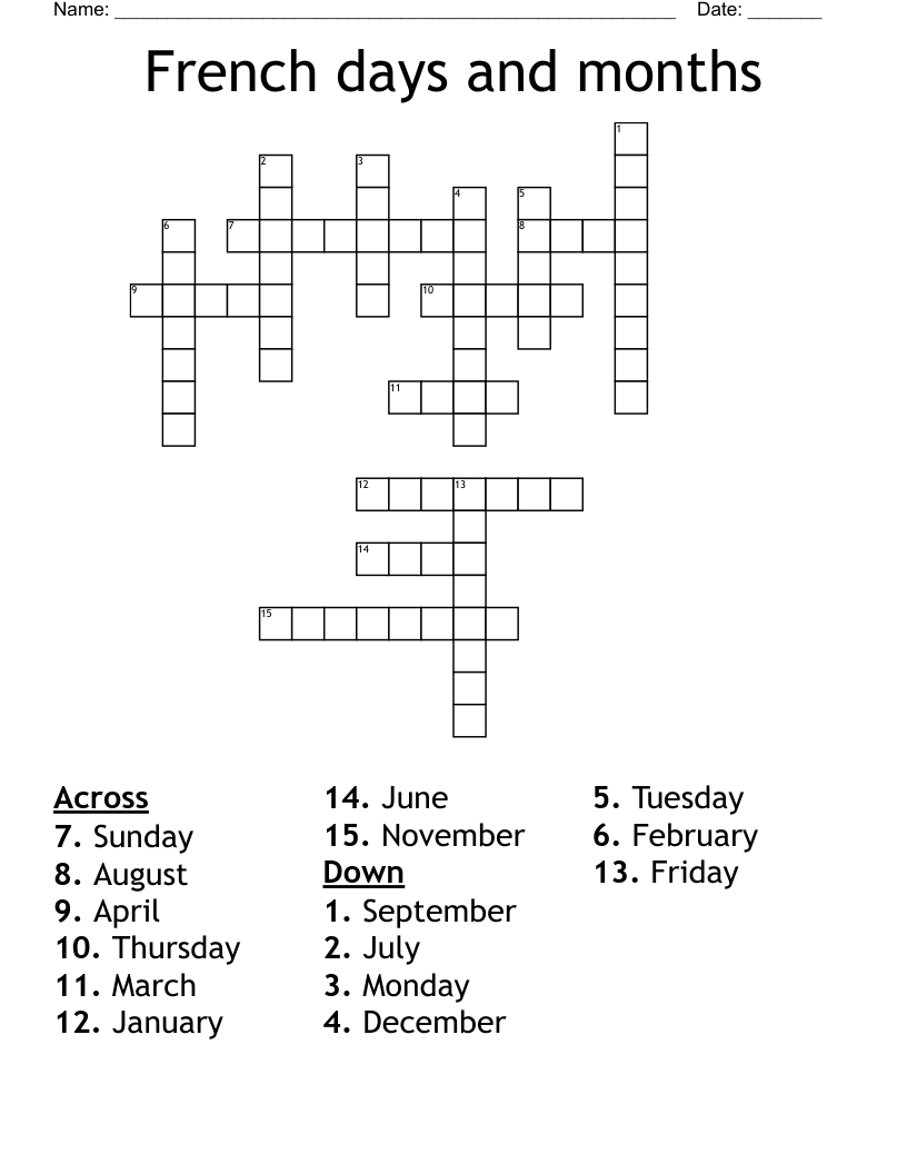 Free French Crossword Puzzles