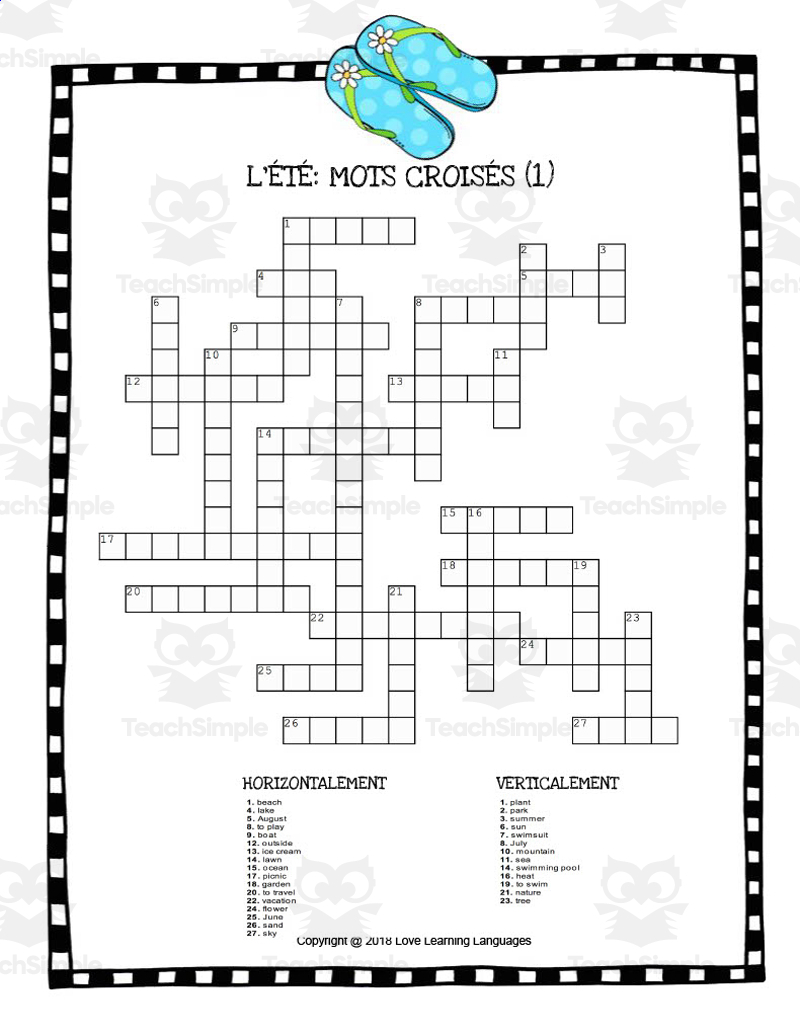 Easy French Crossword Puzzles Online