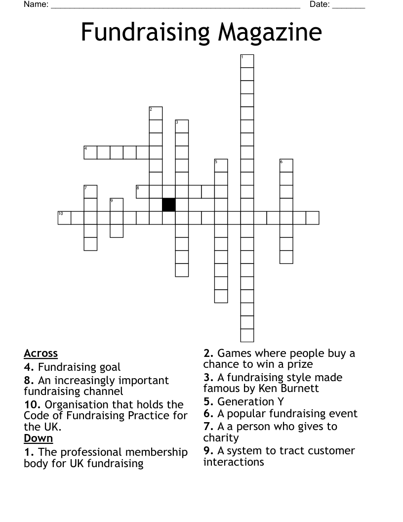 Fundraising Magazine Crossword WordMint