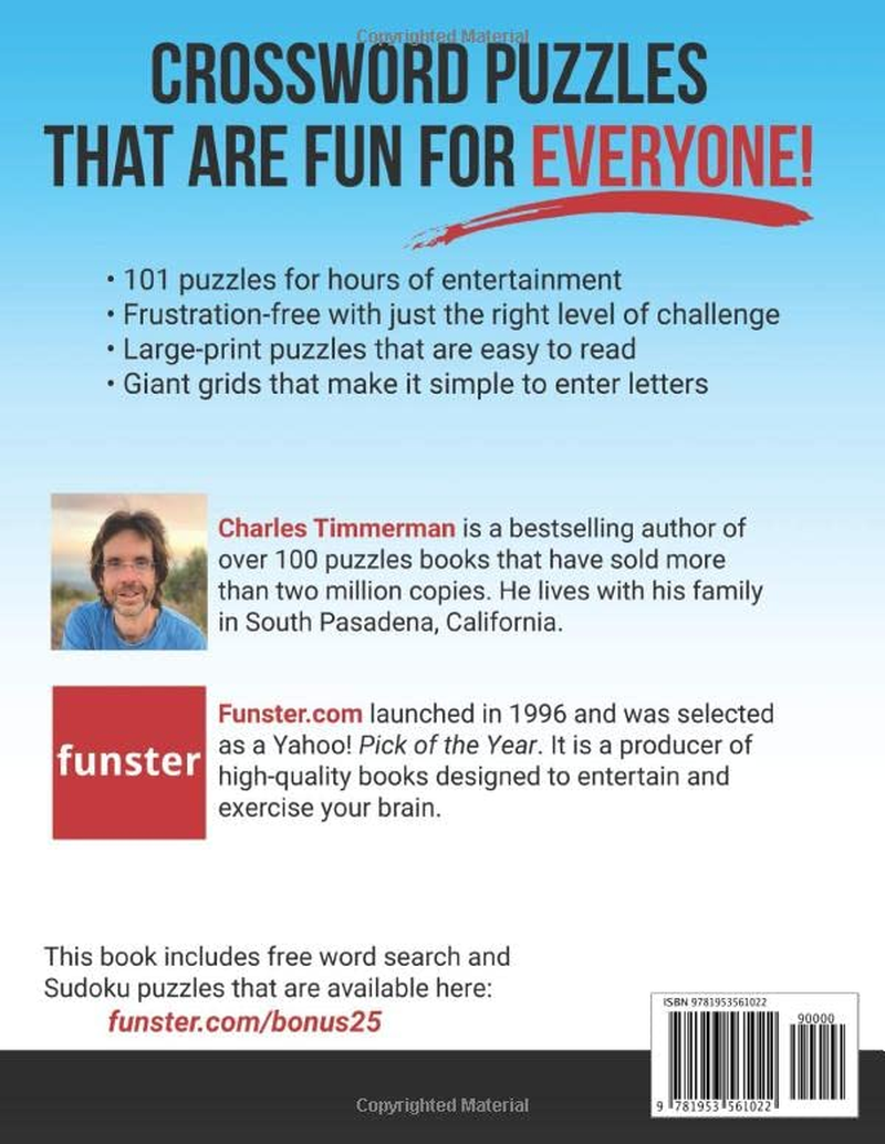 Funster 100 Large Print Easy Crossword Puzzles Crossword Puzzle Book For Adult EBay
