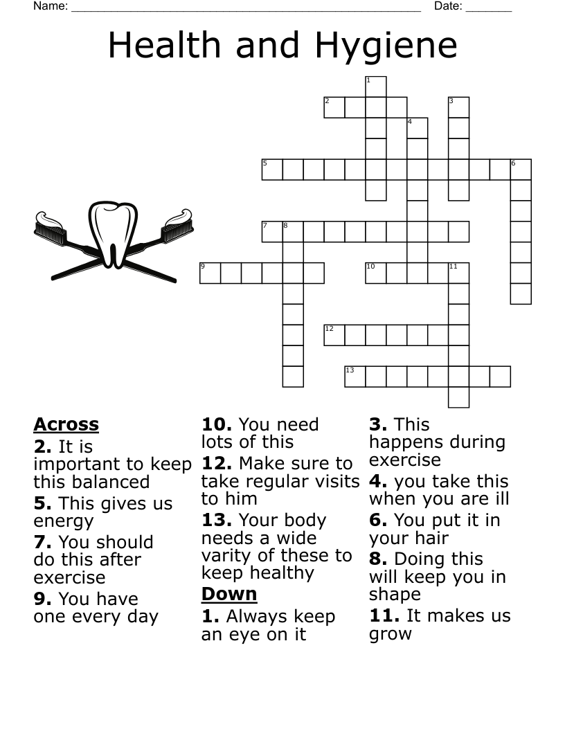 Hygiene Crossword WordMint