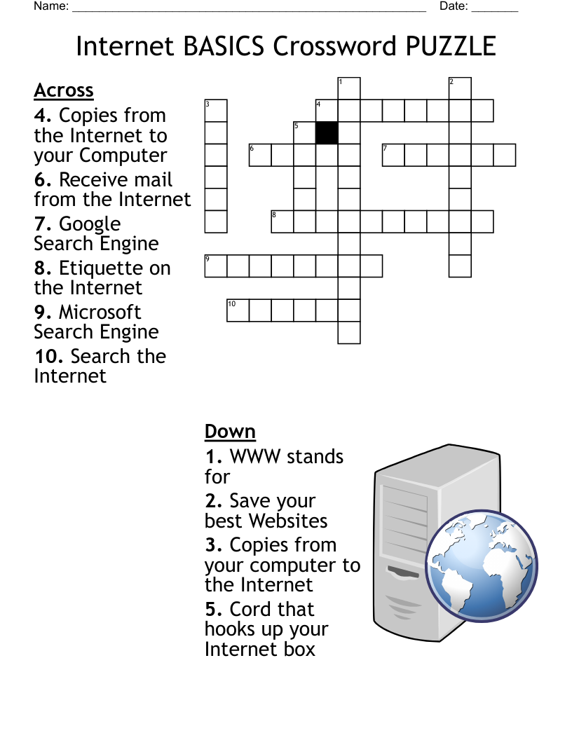 internet basics crossword puzzle wordmint