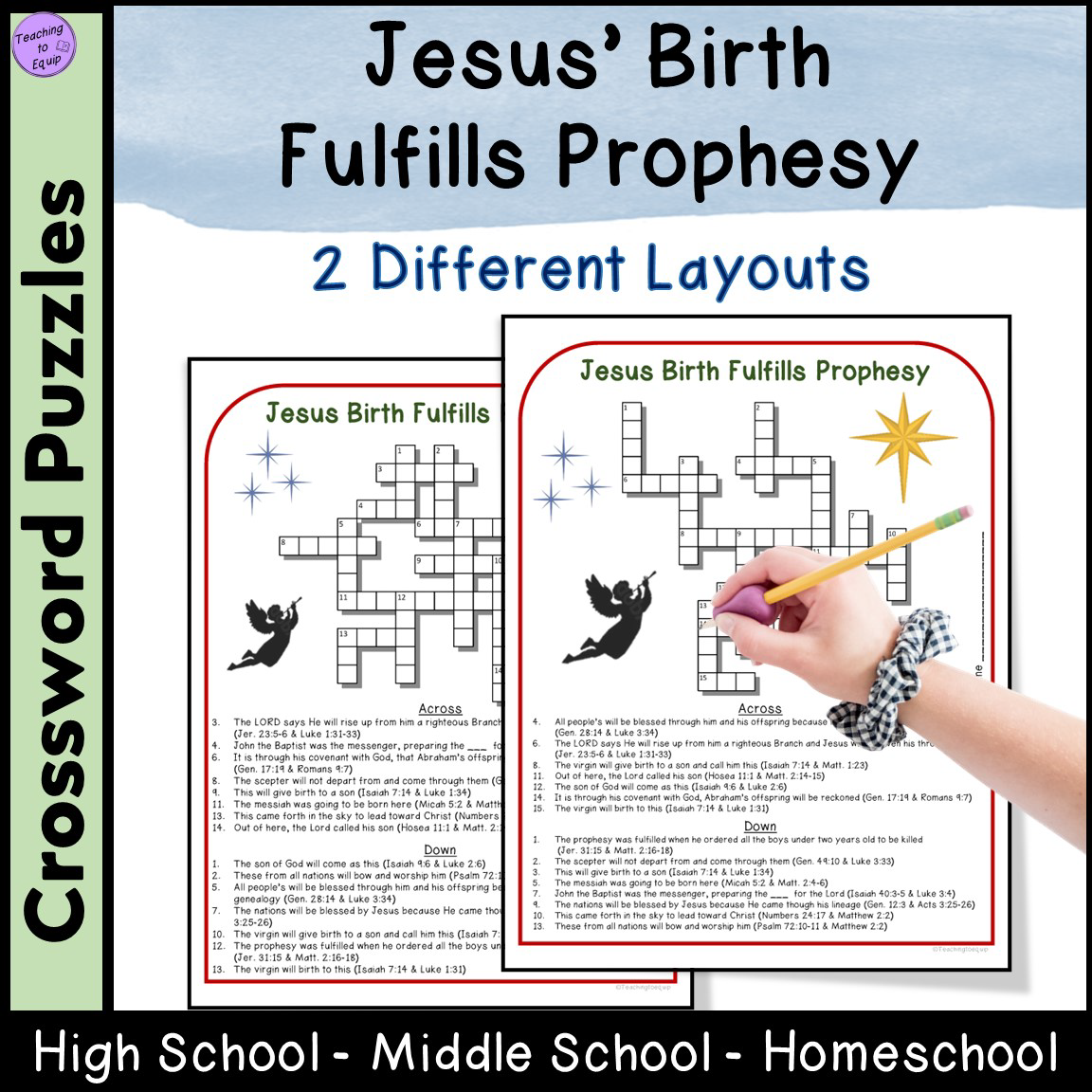 Jesus Birth Fulfills Bible Prophesy Christmas Crossword Puzzle Activity Made By Teachers