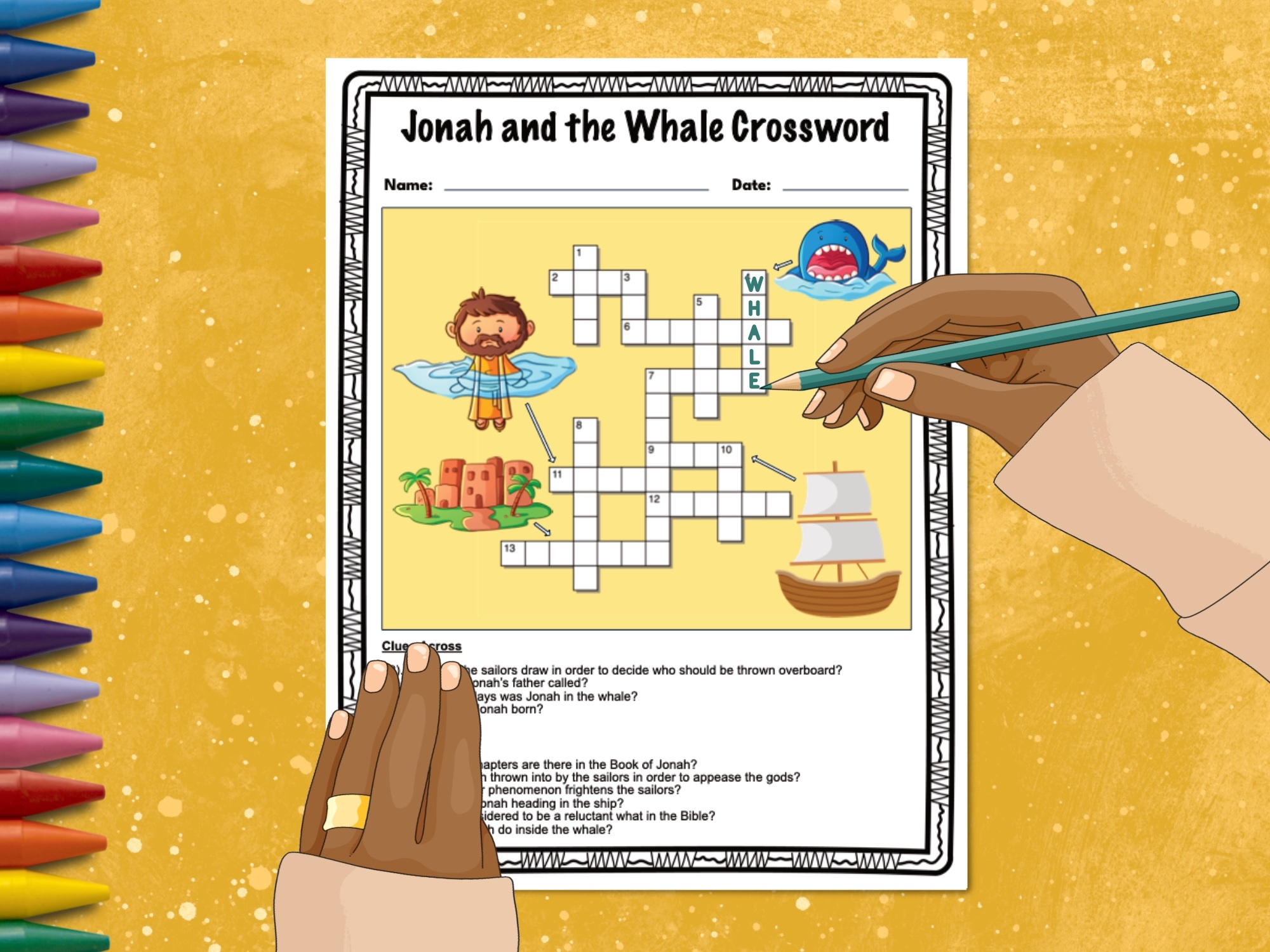 Joshua And The Whale Crossword Puzzle Printable Teaching Resources