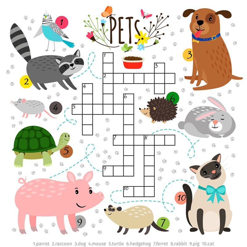 Kids Crosswords With Pets Children Crossing Word Search Puzzle With P By SmartStartStocker TheHungryJPEG