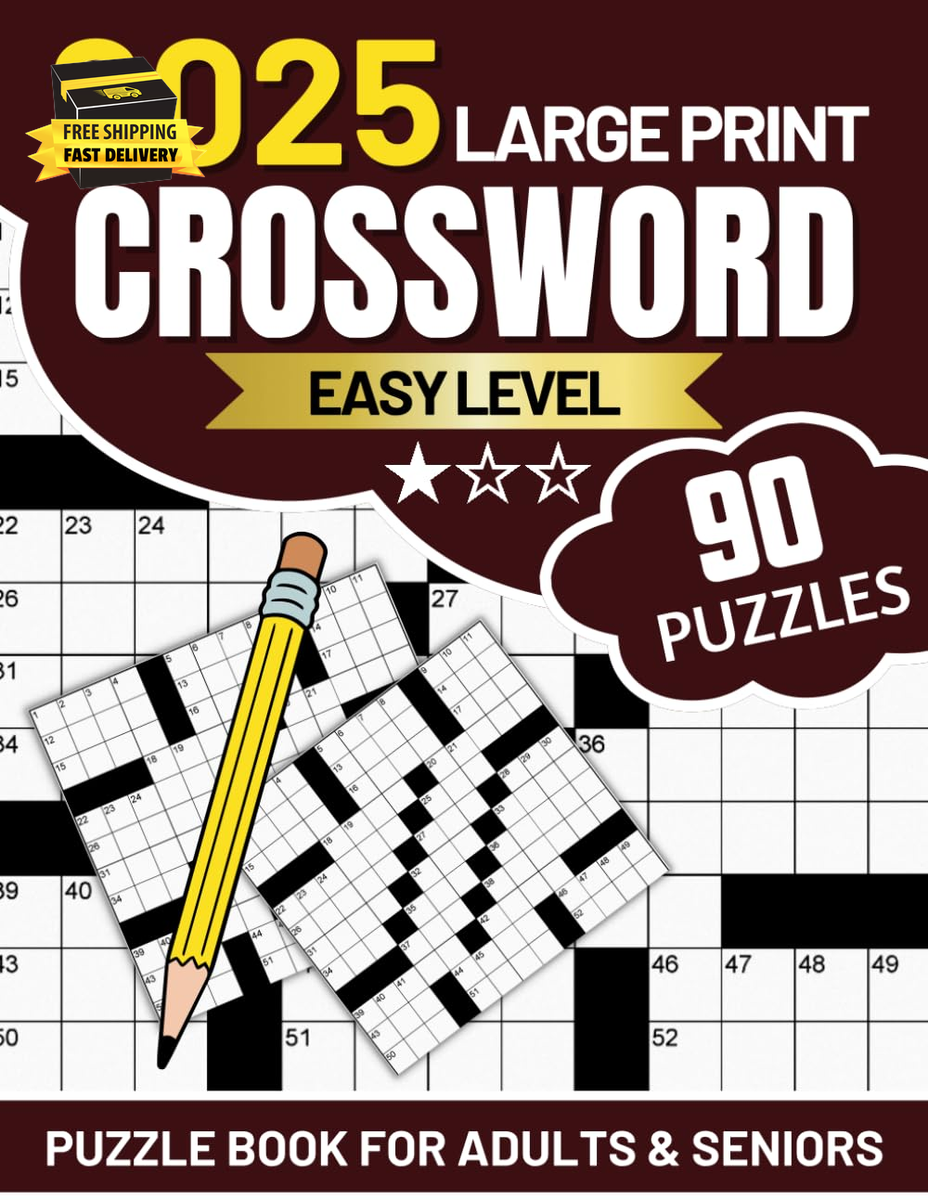large print easy crossword puzzle book for adults with solutions