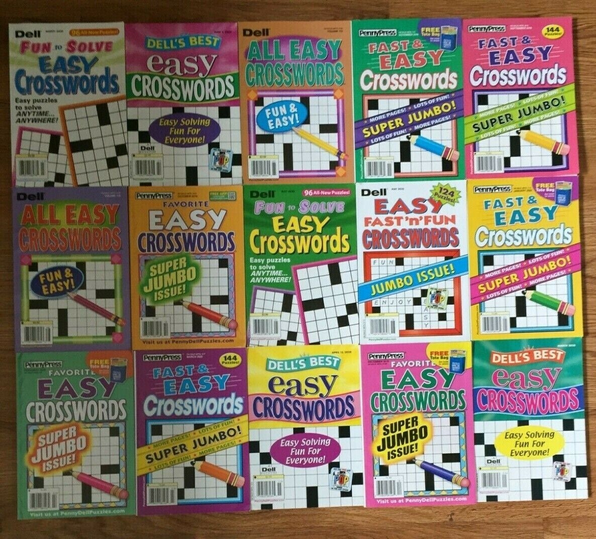 lot of 10 dell penny press crossword puzzle books all easy unsorted express ebay