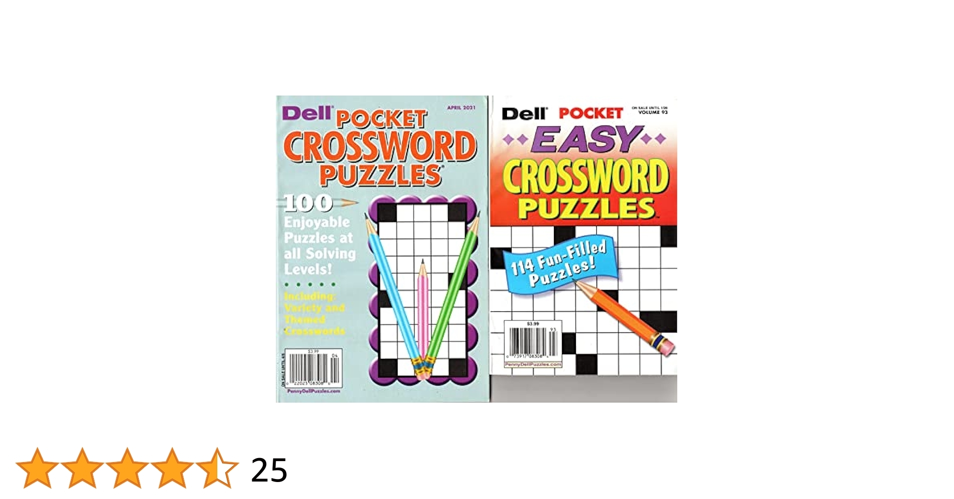 Lot Of 2 Dell Crossword Puzzles Pocket April 2021 And Pocket Easy Crosswords Dell Amazon Books