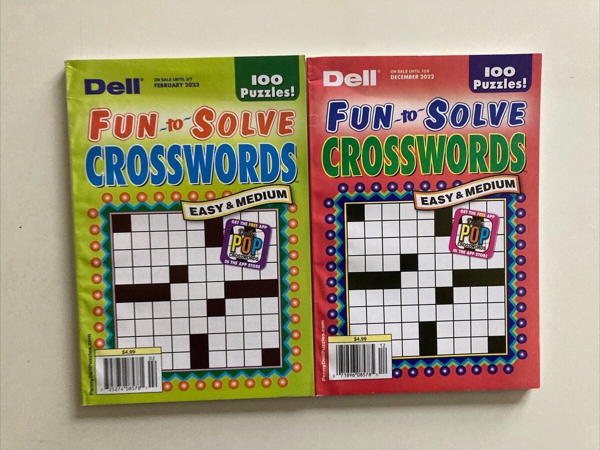 lot of 2 dell fun to solve crossword puzzle books easy medium unsorted ebay