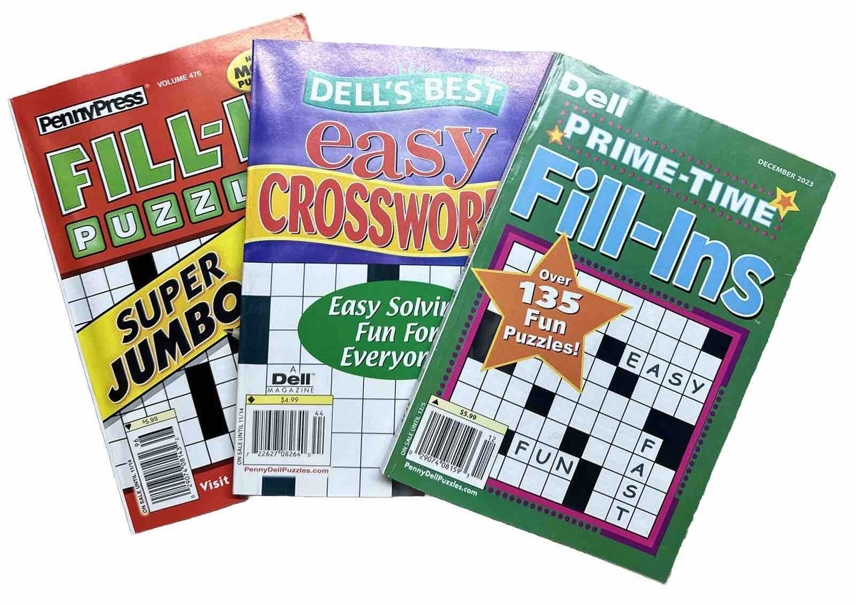 Lot Of 3 Dell Penny Press Fill In Puzzle Books Crossword 135 Puzzles Each Book EBay