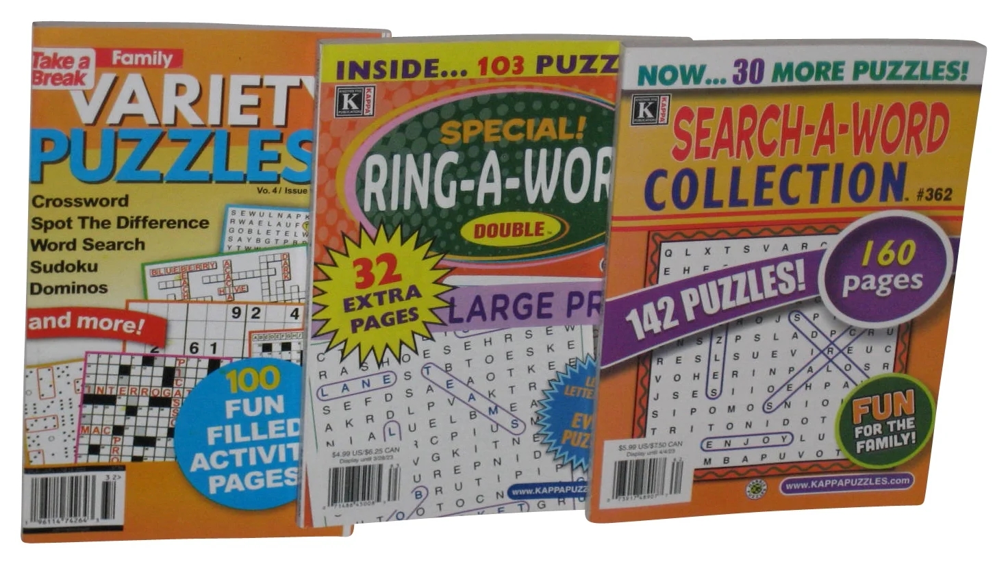 Lot Of 3 Take A Break Variety Crossword Puzzles Ring A Word Search Kappa Books Walmart