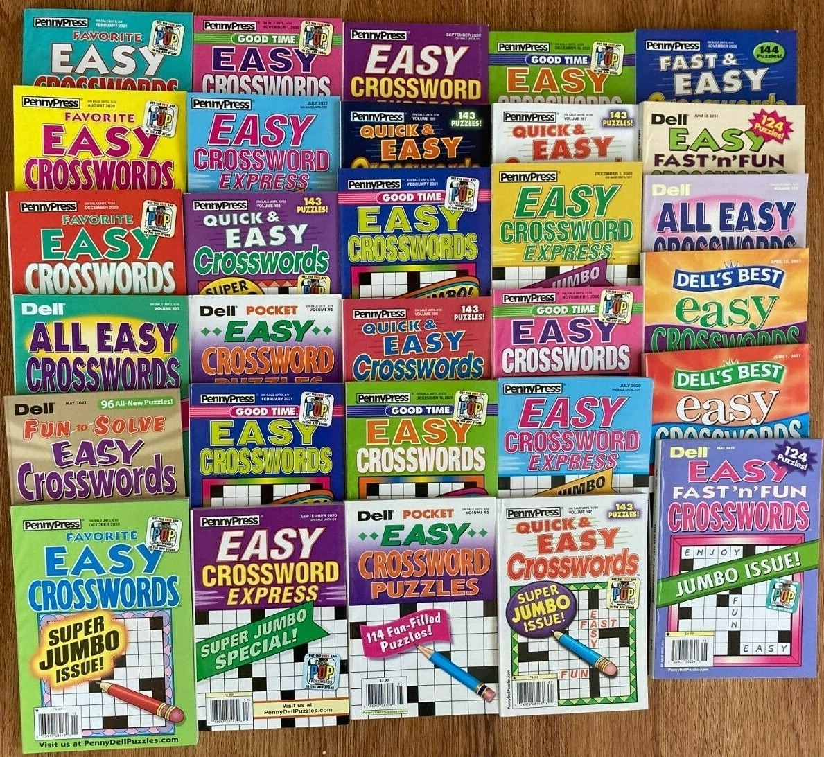 lot of 6 dell penny press crossword puzzle books good easy fast fun unsorted ebay